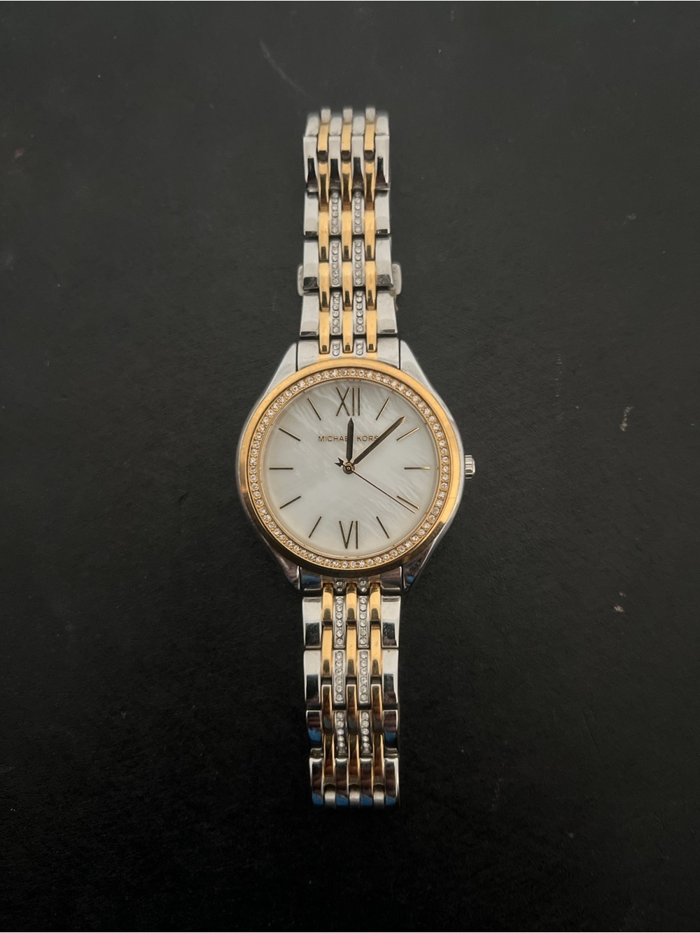 MICHAEL KORS Two-Tone Gold and Silver Crystal Accent Women's Bracelet Watch